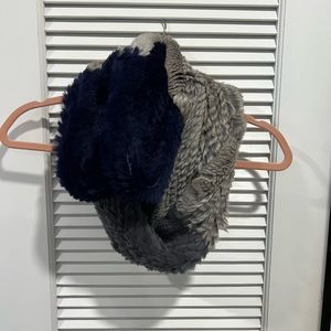 Jocelyn Rabbit Scarf blue and grey